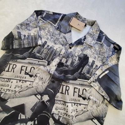  NEW Nike Jordan Printed Shirt Top Camp Short Sleeve Men's Size L FV7311-133  