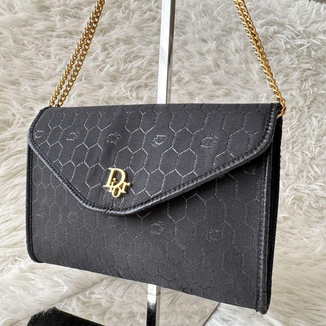 Christian Dior Honeycomb 2-Way Chain Shoulder Bag in Black - Brand New with Box