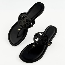 Tory Burch Miller Patent Perfect Black Calf Leather Sandels Size 8