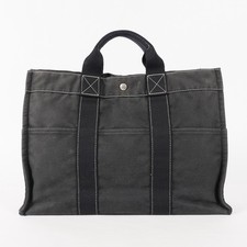HERMES Tote Bag Black x gray Women Authentic 02E05715016