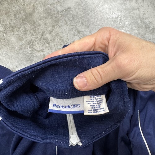 Reebok Track Jacket Mens Medium Navy Blue Full Zip Athletic Warmup Polyester - Photo 3/7