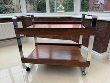 Vintage Merrow Assosciate  Chrome and Rosewod Drinks Trolley Bar Table