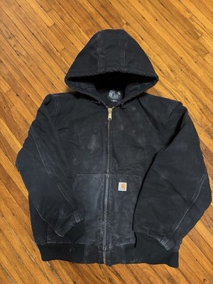 Carhartt J140 Men's Active Duck Quilted Hooded jacket Faded Black Size XL
