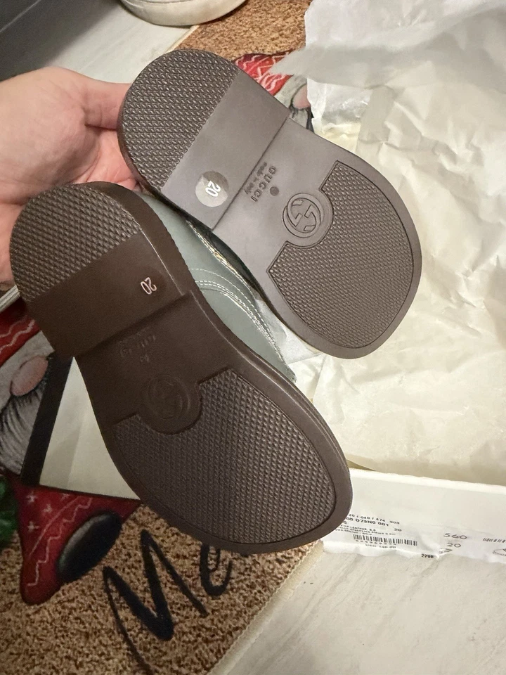 NUEVO GICCI Bebé Primeros Zapatos Gris Cuero Botín Con Cordones Vitello EURO 20 US 5 Foto 3 de 4