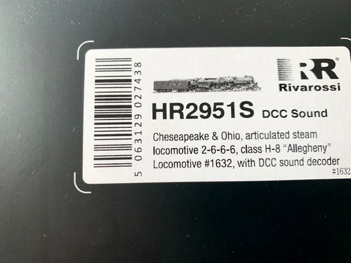 RIVAROSSI HR2951S CHESEAPEAKE & OHIO ARTICULATED 2-6-6-6CLASS H-8 ALLEGHENY 1631 | Condition: New