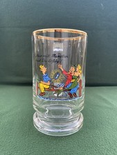 Vintage Glas Bierkrug Mit Motiv & Goldrand