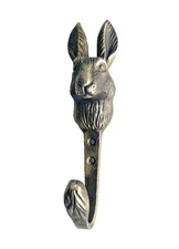 Rabbit Wall Hook Cast Iron Coat Towel Keys Antique Bronze 6.5" H Bunny