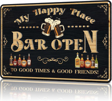 Bar Sign Decor Bar Open Metal Tin Signs for Home Bar Man Cave Vintage Wall Acces