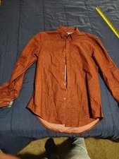 ZARA Man Slim Fit Button Down Shirt Small-Medium Auttumn Red Soft Comfy Casual