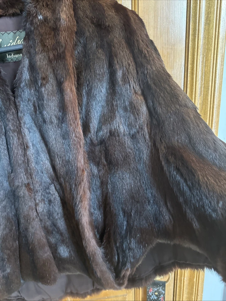 Chaqueta Visón Rancho Marrón Oscuro De Colección Hecha por Davidson’s Indiana Fur Company Foto 3 de 4