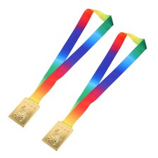 2pcs Gold Judo Award Medals - Rectangular 1st Winner Medals with Ribbon for