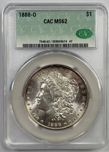1888-O $1 MS62 CAC - Morgan Silver Dollar - CACG - Really PQ for the Grade