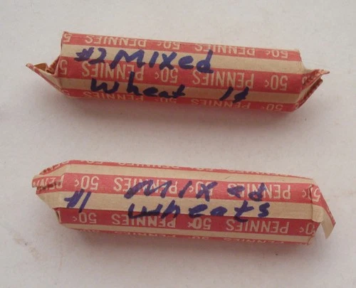 Lincoln Wheat Cents, 2-Roll Lot, good mix, many Mint Marks