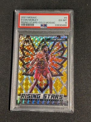 2021-22 Mosaic Evan Mobley Rising Stars Rookie RC Gold Mosaic /10 PSA 6