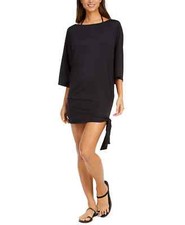 NWT MICHAEL Michael Kors Black Side Tie Swim Cover Up Small pse0822a