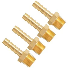 1/4 Inch Hose Barb Fittings Brass Air Hose Fittings 1/4'' Male NPT Pipe Threa...