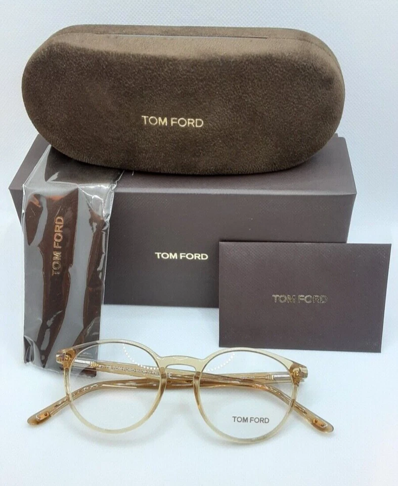Nuevas gafas Tom Ford TF 5524 045 49-19 marco óptico redondo cristal marrón RX Foto 2 de 4