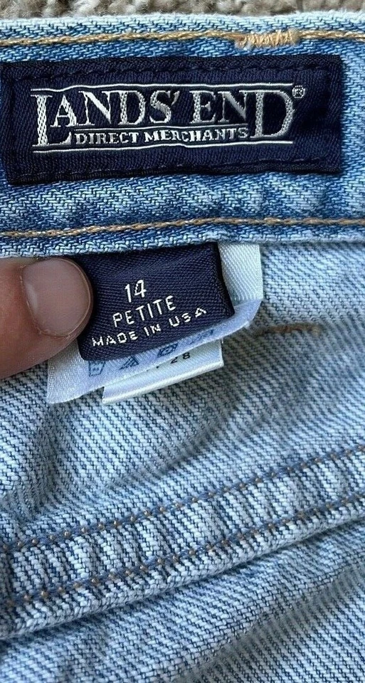 Pantalones de mezclilla vintage Lands End talla 14P (pequeños) para mamá, hechos en EE. UU. azul claro usados en excelente estado Foto 3 de 4