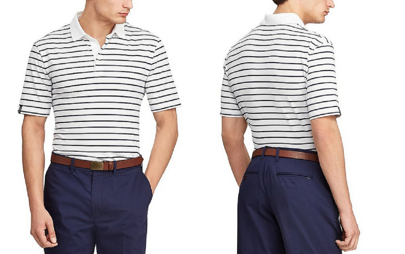 Футболка-поло Polo Ralph Lauren Golf Active-Fit Performance Lisle в полоску белая XL 11990₽