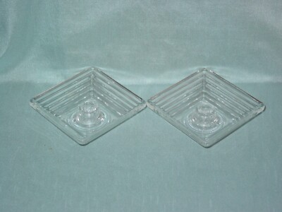 Vintage Manhattan Square Taper Candle Stick Holders Lot of 2