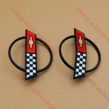 Pair Black Red 84-96 C4 Front Nose & Rear Gas Lid Emblems Cross Flags Badges