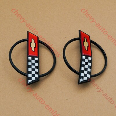 #ad Pair Black Red 84 96 C4 Front Nose amp; Rear Gas Lid Emblems Cross Flags Badges $35.00