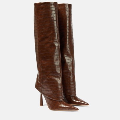 Elegant Womens High Heels Leather Knee High Boots Pointy Toe Sexy Dress Boots Sz
