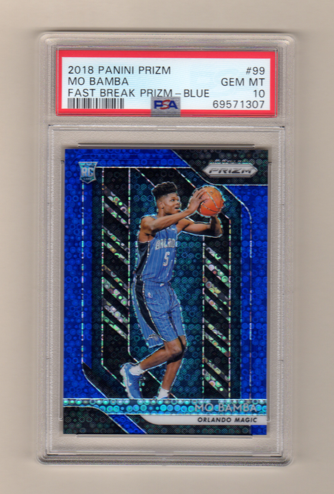 MO BAMBA 2018-19 PANINI PRIZM FAST BREAK BLUE ROOKIE RC SP # / 175 PSA 10 GEM