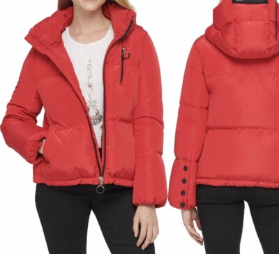 NWT Karl Lagerfeld Paris Women s (Size L) Short Hooded Down Puffer Jacket