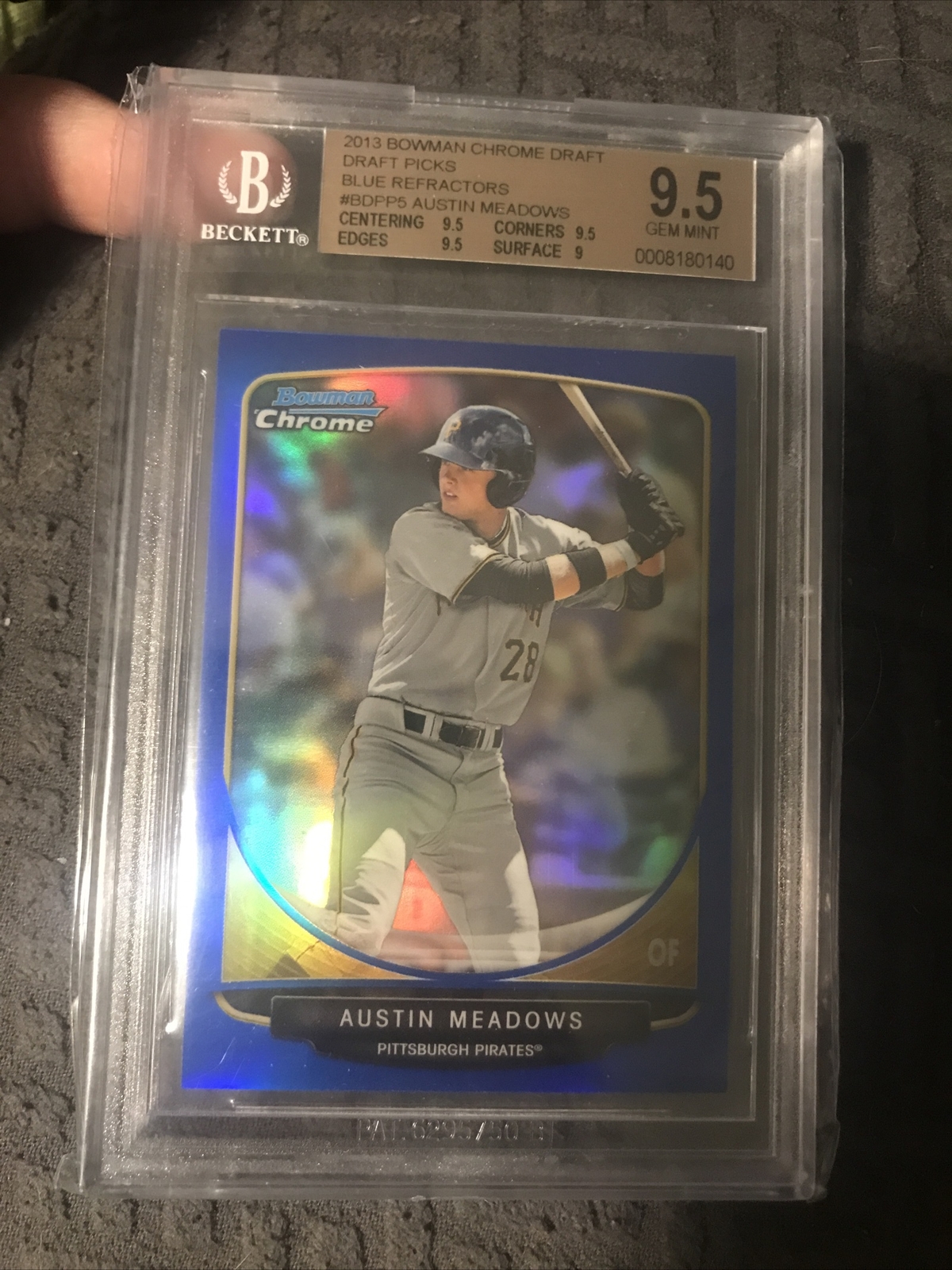 Austin Meadows 2013 Bowman Chrome Draft Blue #/99 Refractor Prospect RC BGS 9.5