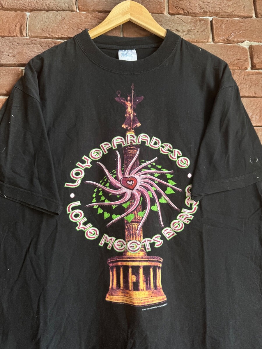 Vintage 90s Berlin Love Parade Techno Rave Music Band Tee xl black