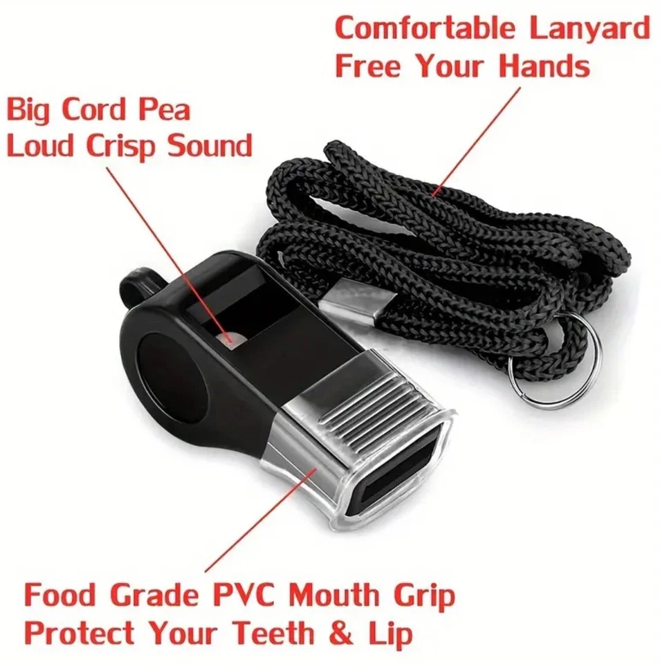 Whistle Referee Football Sports  Black Rope Keyring School Rugby (2 Pcs) - Image 3 of 4