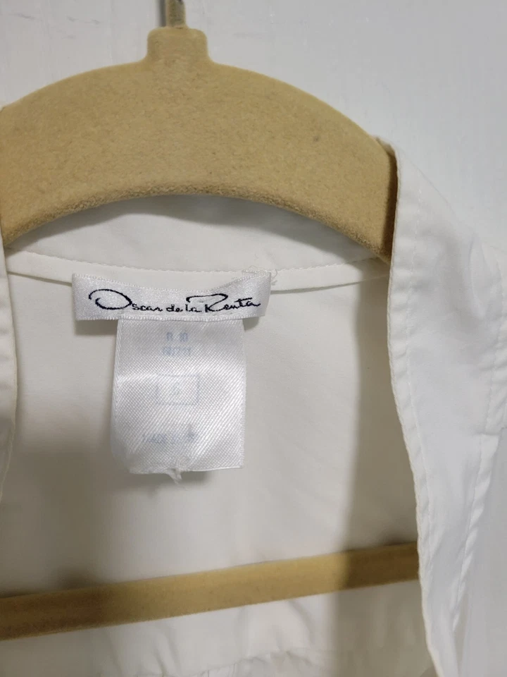 Blusa Camisa De Colección Oscar de la Renta Blanca Abotonada Talla 6 Para Mujer’s Años 70-80 Foto 3 de 4