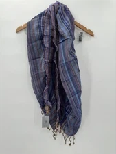 RAJ Scarf Anthropologie Accessory Sheer Boho Hippie Purple Blue Fringe NEW