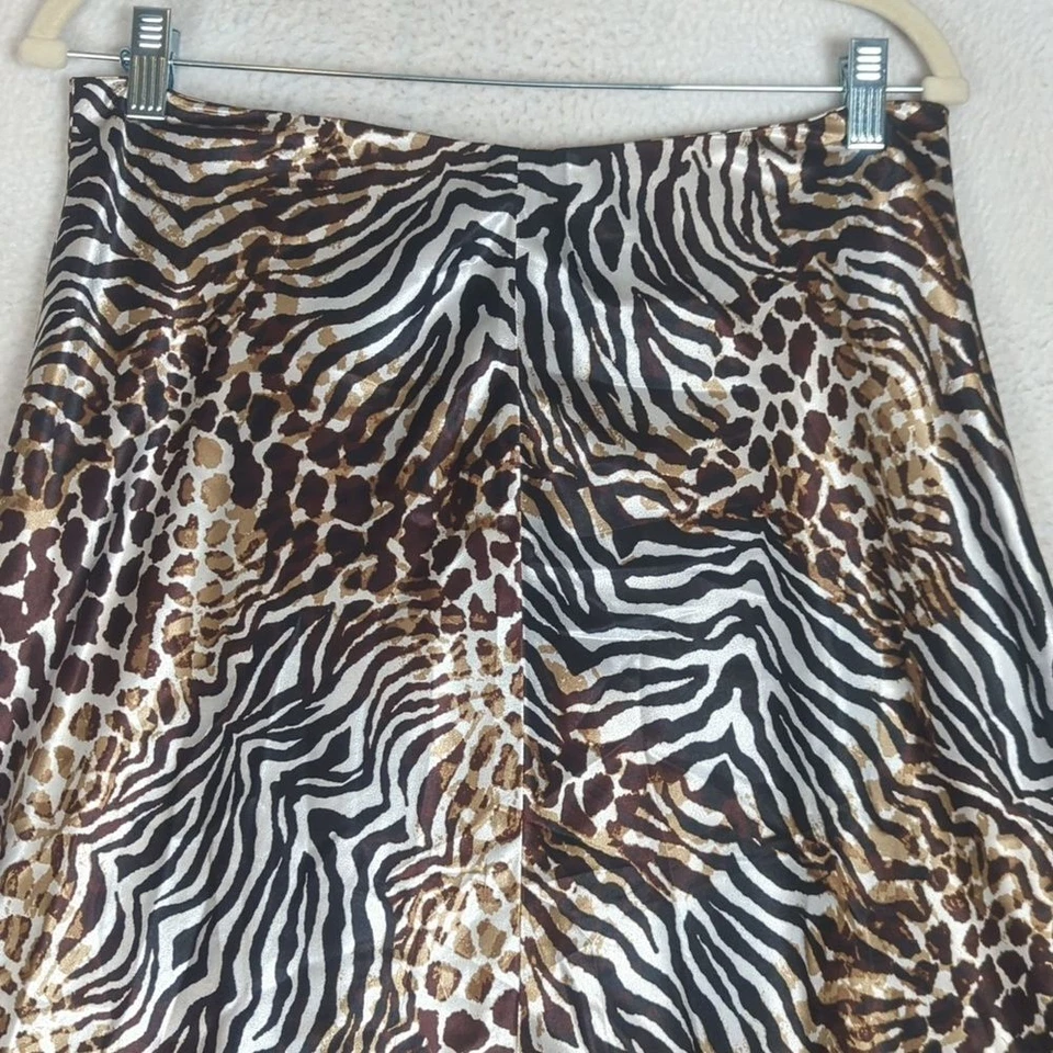 Falda cebra satinada con estampado animal Anne Klein para mujer talla 4 Foto 2 de 4