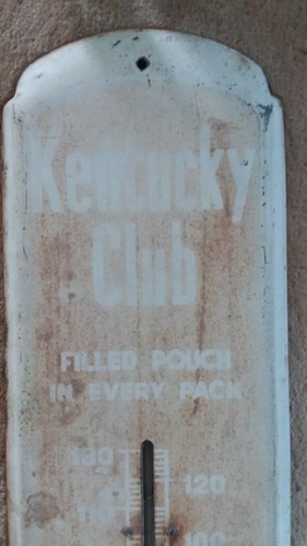 Vintage 1940s KENTUCKY CLUB Pipe Tobacco Thermometer Metal Advertising Sign - Picture 5 of 6