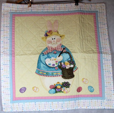 Easter Bunny Wall Hanging Fabric Homemade Wall Art Decorated Eggs Daisy Kingdom