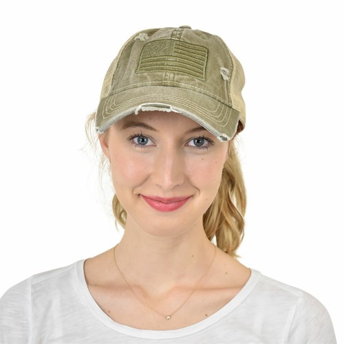 Gorra de béisbol C.C Ponycap con bandera de EE. UU. bollo alto desordenado CC malla de caballo cola de caballo - Imagen 22 de 43