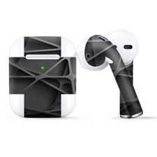 Skins Wraps compatible for Apple Airpods Black Metal Web Panels