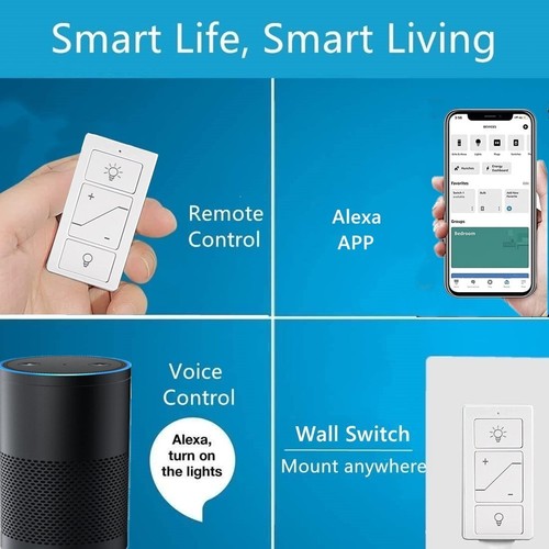 Kit de interruptor y receptor atenuador inalámbrico inteligente, sin cableado, funciona con Alexa - Imagen 3 de 12