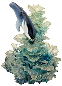 Dakin Wyland BIG BREACH WATERFALL Fountain Blue Whale 2 PC Sculpture RARE HTF