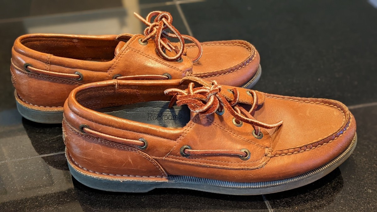 ROCKPORT brown leather mens loafers, US size 7.5, good used  display picture 1