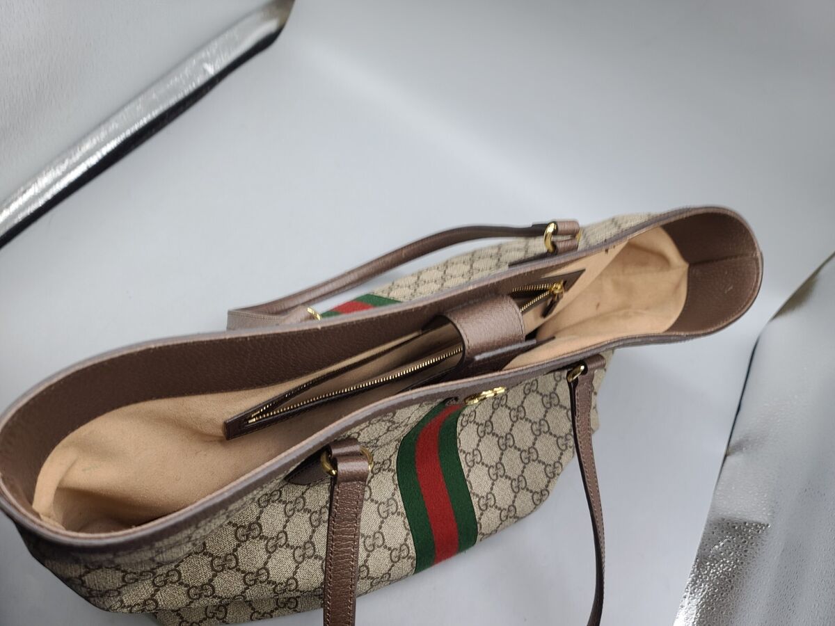 GUCCI Ophidia GG Medium Tote Bag, Beige & Ebony Canvas GUCCI Ophidia GG Medium Tote Bag, Beige & Ebony Canvas