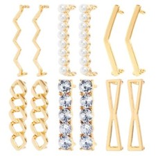 12 PCS Shoelace Charms DIY Decorative Shoe Clips Gold Sneakers Shoelaces Deco...