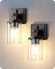 EDISHINE Set of 2 Farmhouse Bathroom Vanity Light Wall Sconce Rustic Wood Grain