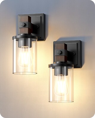 EDISHINE Wall Sconces Set of 2, Farmhouse Vanity Light Fixtures with Clear Glass