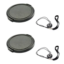 2x 55mm Side Pinch Front Lens Cap+Cap Holder f Canon Nikon Sony Pentax DSLR/SLR 