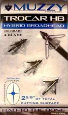 Muzzy Trocar HB Hybrid Broadhead Mechanical 4 Blade (100 Grain) 3 Heads (#297)