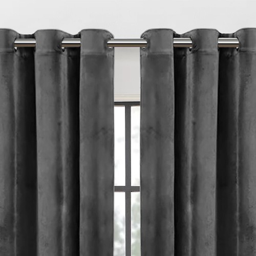 Thick Heavy Velvet Curtains PAIR of Eyelet Ring Top Fully Lined Ready Made - Picture 15 of 70