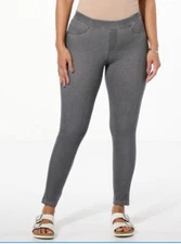 Utopia By HUE Ultimate Stretch Denim Legging - Graphite, XL
